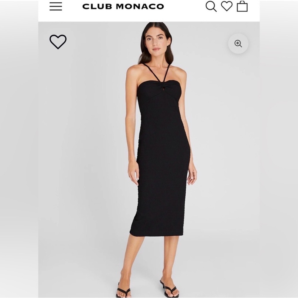 Club Monaco Black Midi Knit Halter Dress